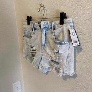 Distressed jean shorts